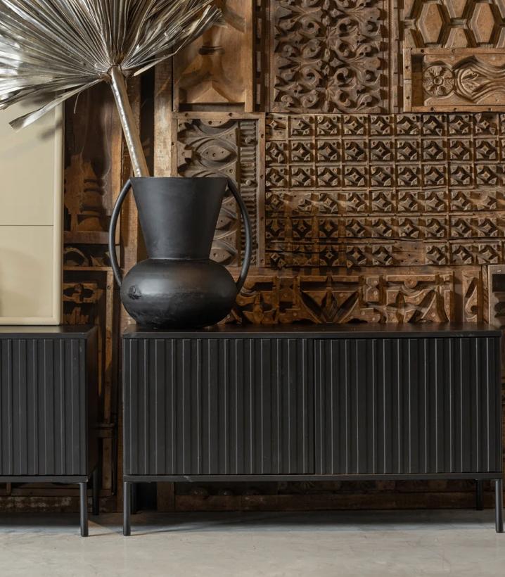 WOOOD New Gravure Tv-meubel 100 cm Grenen Zwart €299, nu, 100 tot 150 cm, Nieuw, Ophalen of Verzenden, Woood