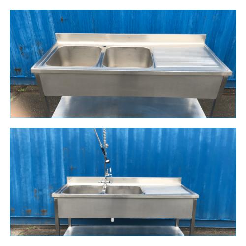 RVS dubbele spoelbak unit + optie douchekraan los element, Ophalen, Zo goed als nieuw, 25 tot 50 cm, Minder dan 100 cm