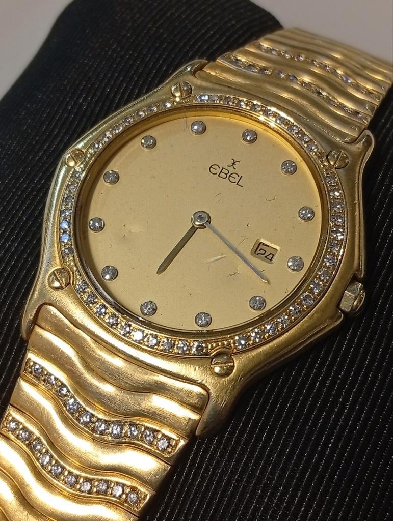 Ebel wave goud, gouden Horloge met Diamanten, Sieraden, Tassen en Uiterlijk, Horloges | Heren, Overige merken, Gebruikt, Polshorloge