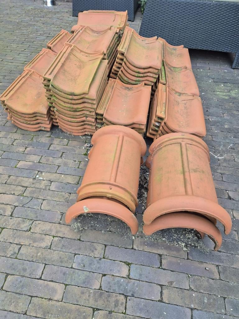 Dakpannen koramic hol, Doe-het-zelf en Verbouw, Dakpannen en Dakbedekking, Ophalen, Steen of Klei, Zwart, 15 m² of meer