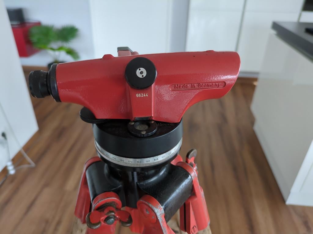 Antiek Ertel theodoliet - waterpas draagtas houten statief, Ophalen