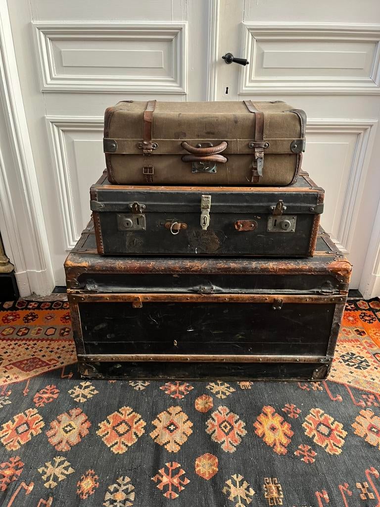 ANTIEKE KIST KOFFER HUTKOFFER 3 STUKS ZEER MOOI, Ophalen, Minder dan 50 cm, Gebruikt, 50 tot 100 cm