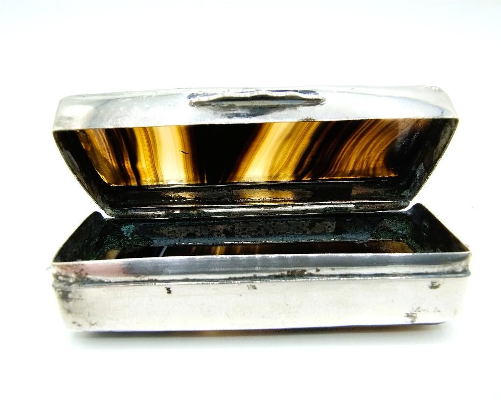 Prachtig zilveren doosje met agaat, Verzenden, Zilver