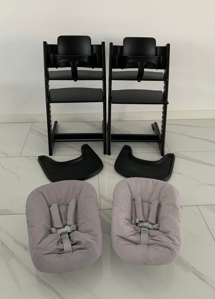 2x ZGAN STOKKE Zwart / Grijs Newborn 2 Standen / Babyset, Kinderen en Baby's, Kinderstoelen, Ophalen of Verzenden, Zo goed als nieuw