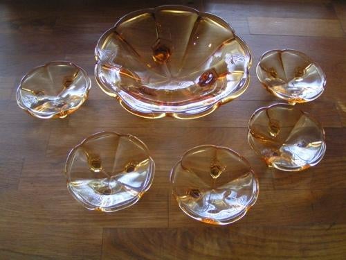 Petit Glace set en schaal oud rose., Ophalen of Verzenden