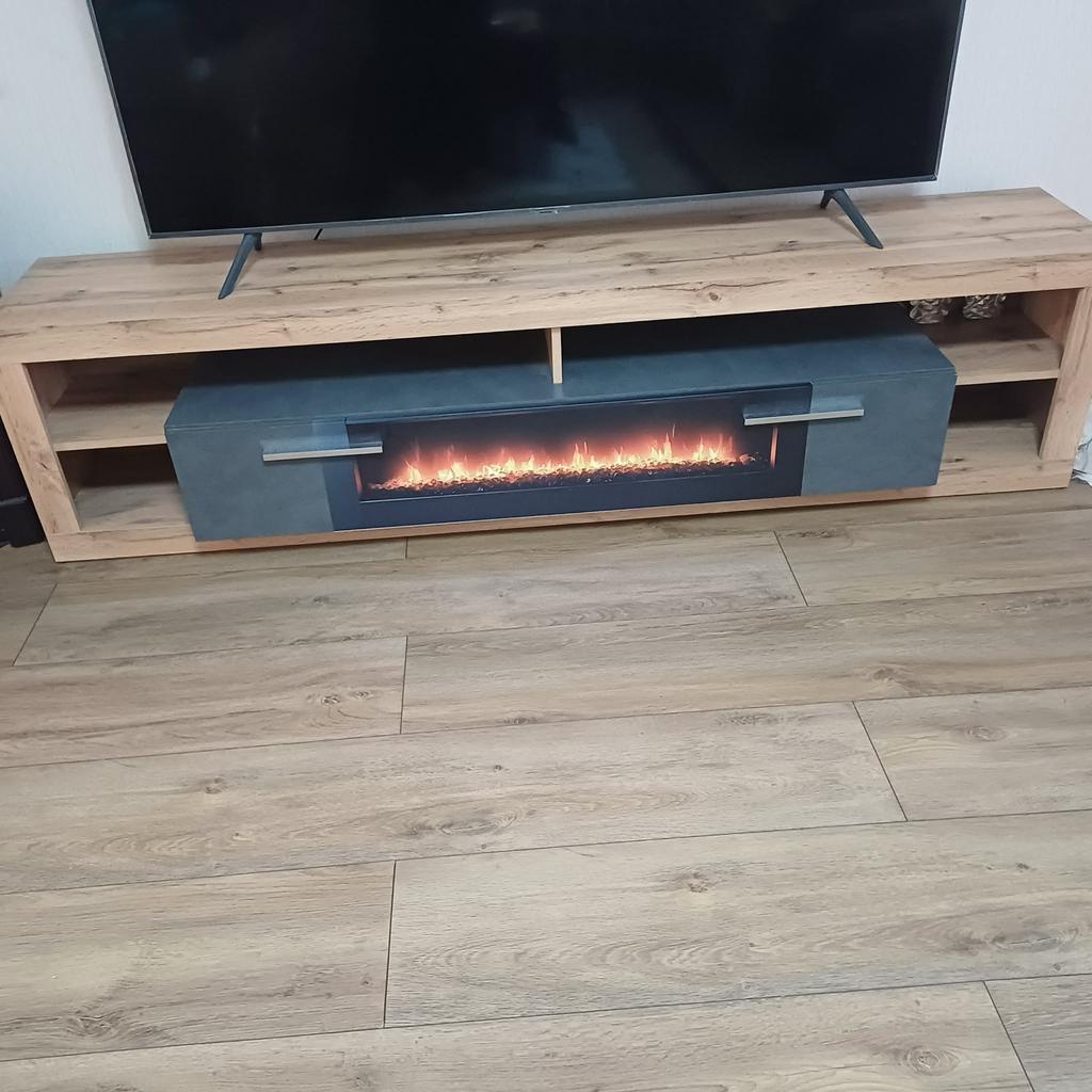 Mooie tv kast met geplakte haard printplaatje, Huis en Inrichting, Kasten | Televisiemeubels, Ophalen, Overige materialen, 150 tot 200 cm