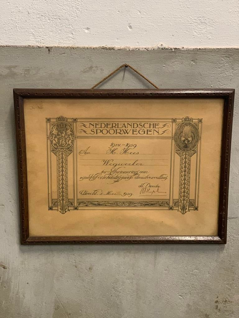 Bijzondere oorkonde 1939 NS pre Wo2, Verzamelen, Trein, Gebruikt, Overige typen, Ophalen of Verzenden