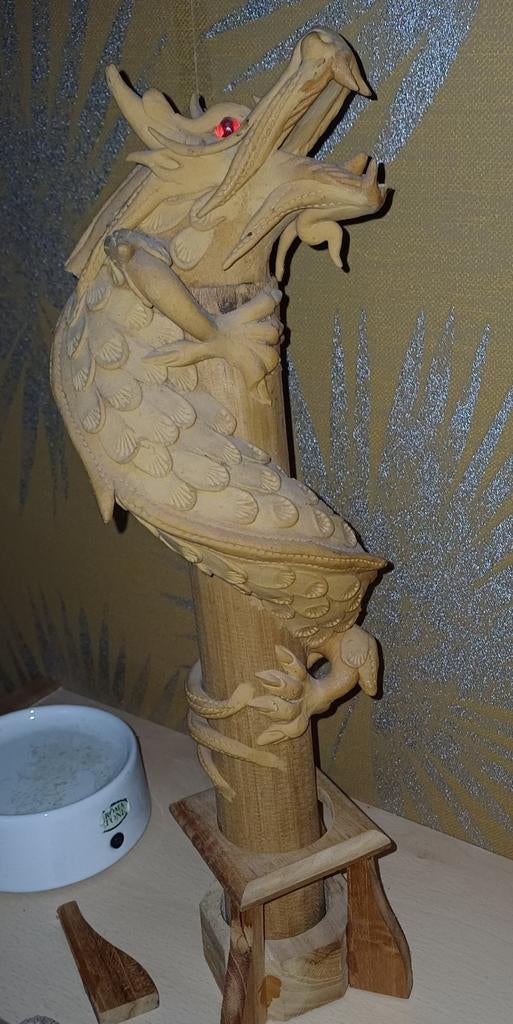 Houten Wierookbrander met Klimmende Draak, Antiek en Kunst, Ophalen of Verzenden