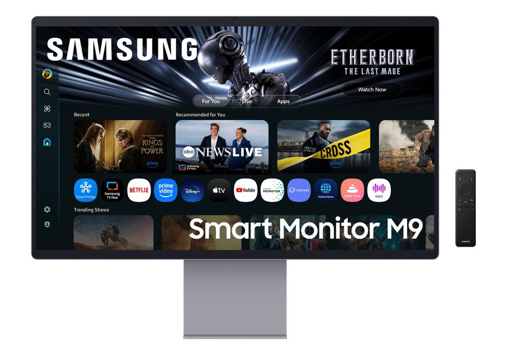 OLED NIEUWSTE Smart Monitor M9 M90SF 4K Samsung Vision AI, Ophalen, Minder dan 1 ms, Ingebouwde camera, Samsung