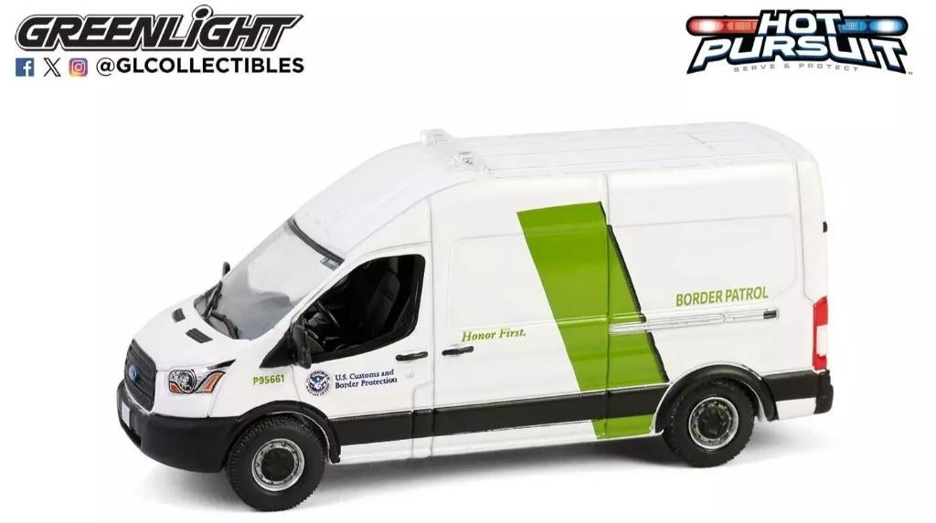 2020 Ford Transit Greenlight 1/64 Border Patrol Hot Pursuit, Ophalen of Verzenden, Nieuw, Auto