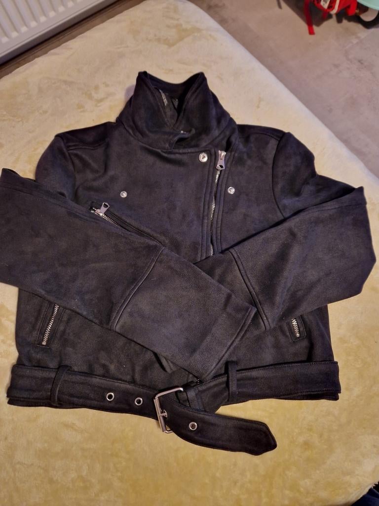Pull&Bear Zwart Suède Look Bikerjack Maat M, Maat 38/40 (M), Pull&Bear, Zwart, Ophalen of Verzenden
