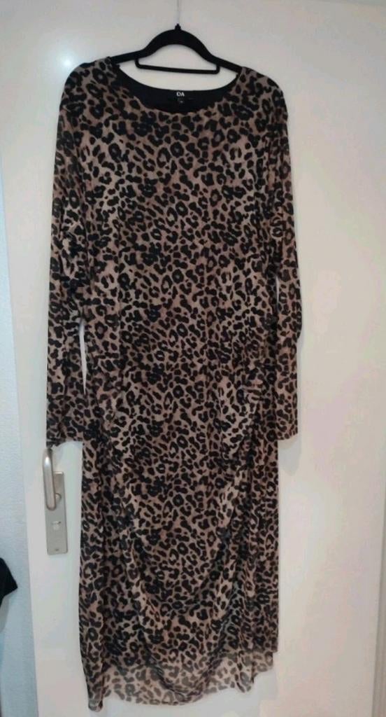 Panterprint jurk met mesh mouwen maat xl, Kleding | Dames, Bruin, Maat 46/48 (XL) of groter, Ophalen of Verzenden, Zo goed als nieuw