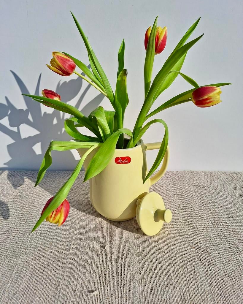 Vintage Melitta pastel gele theepot koffiepot verzamelitem, Ophalen of Verzenden
