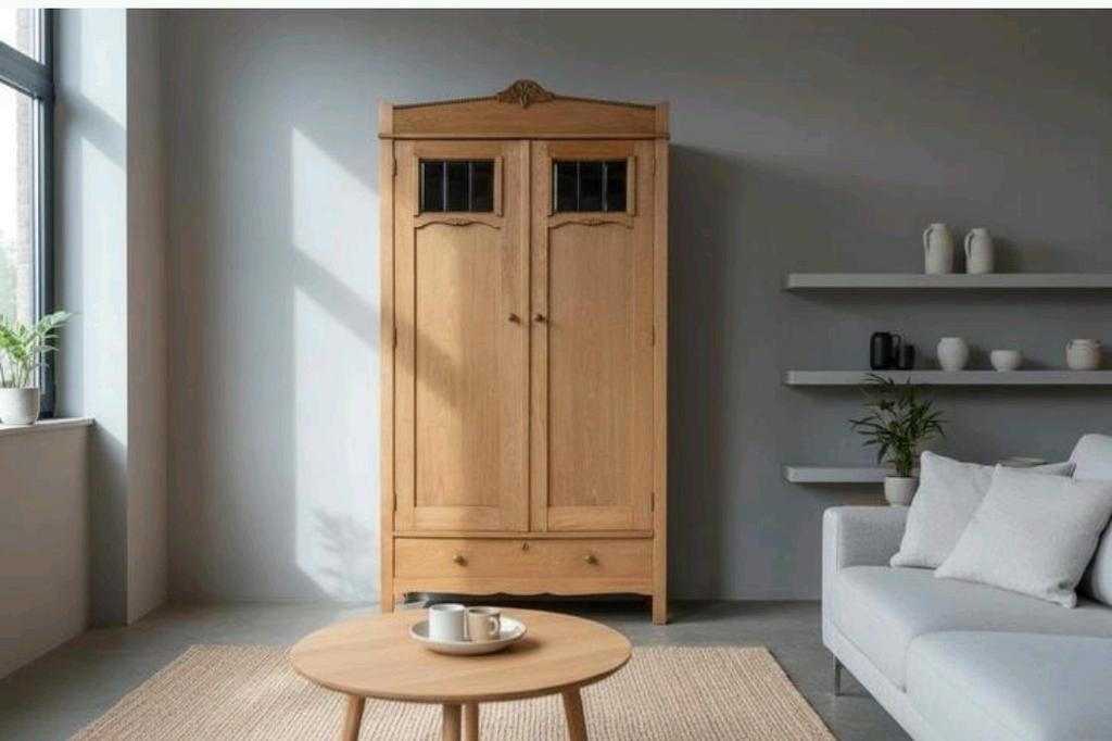 antieke kast Art Deco kledingkast, Huis en Inrichting, Ophalen, Glas, Gebruikt, 100 tot 150 cm