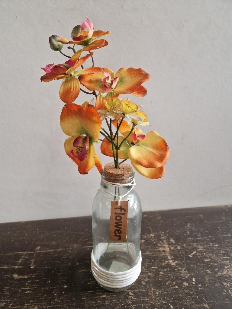 Decoratieve kunstbloemen orchidee in vaas, Binnen, Overige materialen, Inclusief kunstbloemen, Ophalen of Verzenden