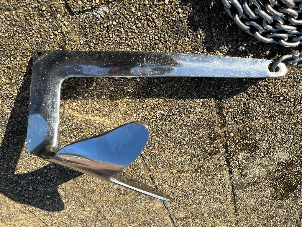 Rvs bruce anker 5 kg met 5 m ketting van 8 mm, Watersport en Boten, Ophalen of Verzenden, Zo goed als nieuw, Overige typen
