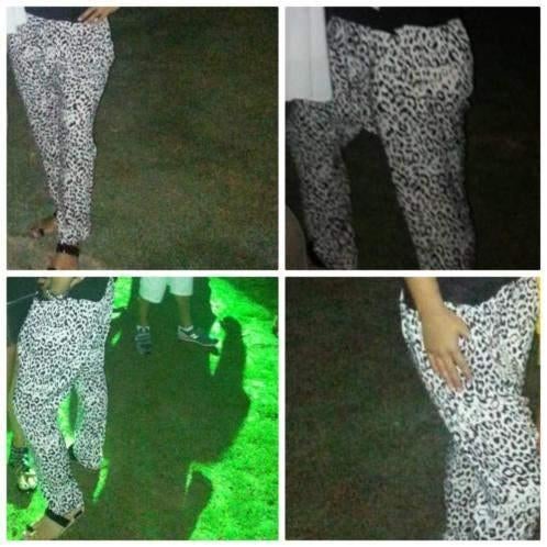 Harembroek zwart wit leopard broeken maat xs 34 kerst broek, Verzenden, Wit, Zo goed als nieuw, Maat 34 (XS) of kleiner