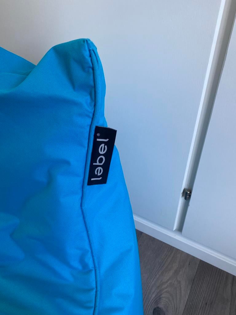 Lebel blauwe zitzak, Huis en Inrichting, Zitzakken, Ophalen, Zo goed als nieuw, Blauw