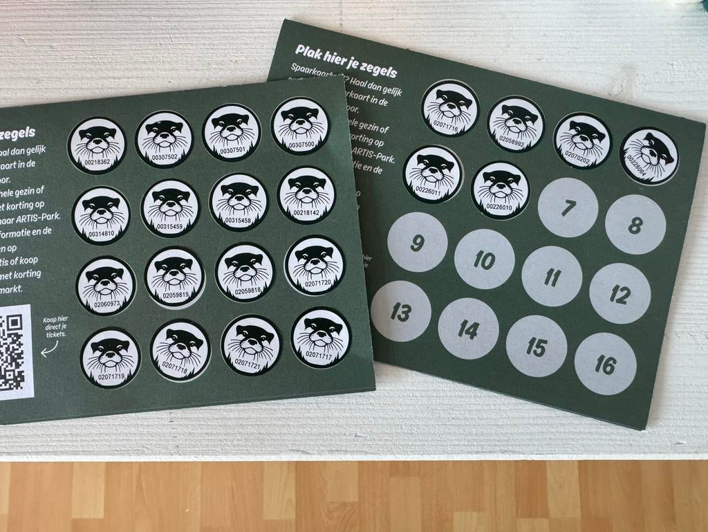 ARTIS spaarkaart spaarzegels korting deka dekamarkt zegels, Dekamarkt, Verzenden