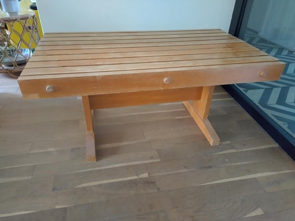 Houten vintage bijzettafel Deens design, Huis en Inrichting, Tafels | Bijzettafels, Ophalen, Gebruikt, Minder dan 55 cm, 45 tot 60 cm