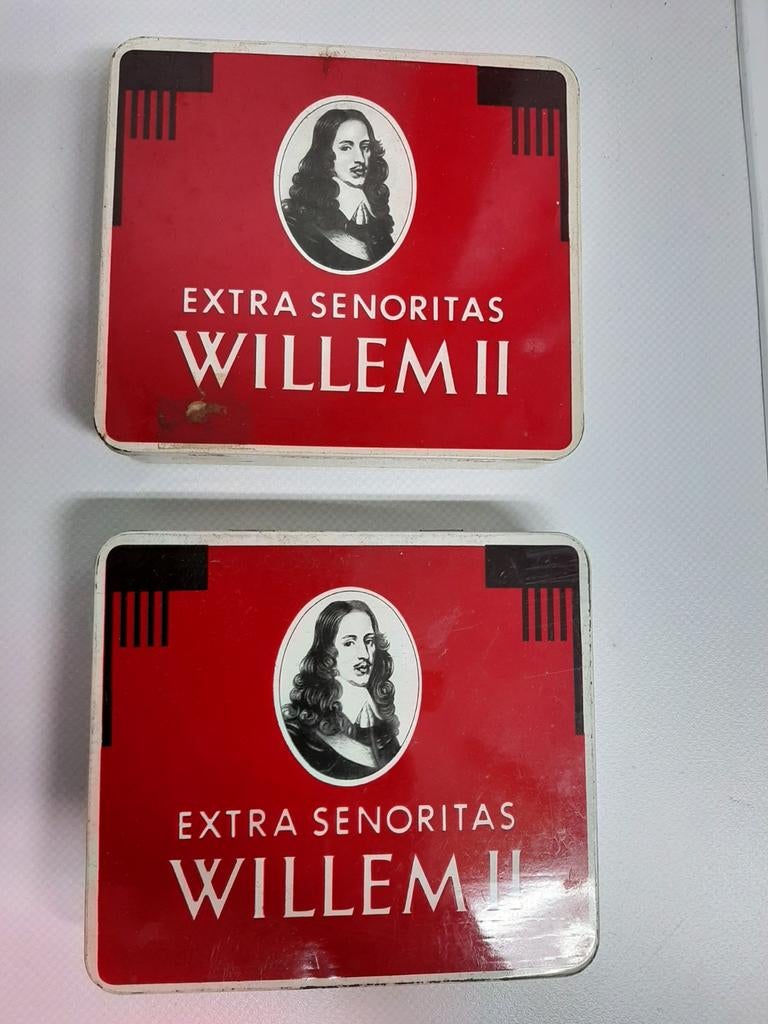 2 Vintage Willem II Extra Senoritas Sigarenblikjes, Ophalen of Verzenden