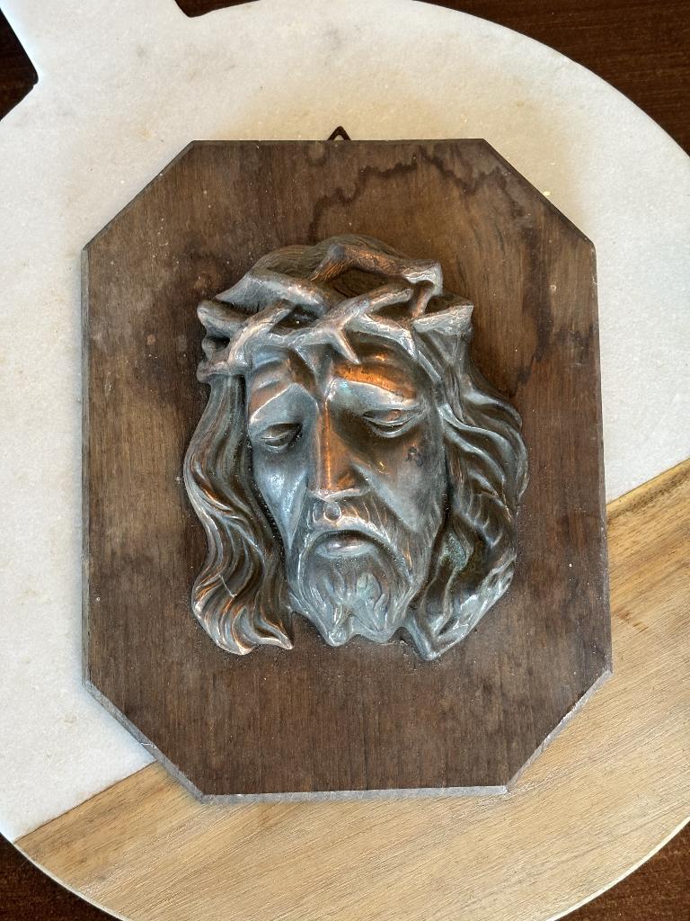 Vintage Wandtableau Jezus Christus hoofd, Ophalen of Verzenden