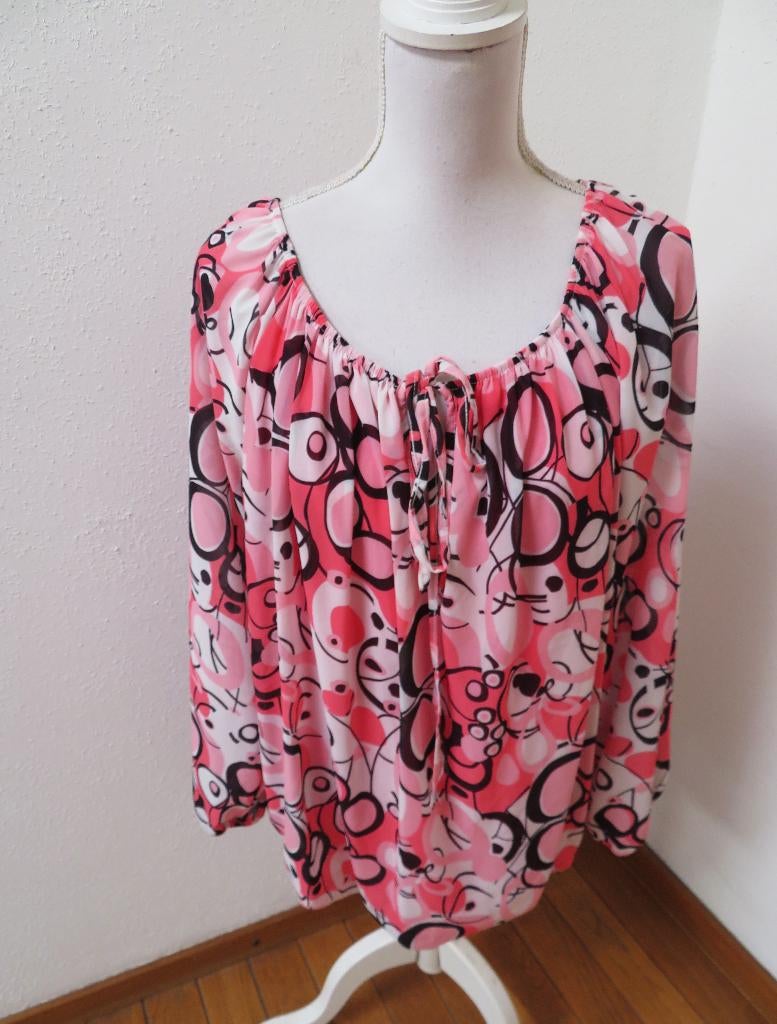 N54 MADE IN ITALY blouse shirt wit roze XL 46/48, Made in Italy, Maat 46/48 (XL) of groter, Nieuw, Ophalen of Verzenden