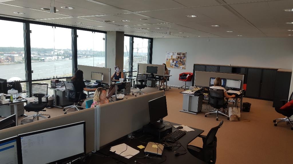 Set van 6 - akoestisch bureauscherm beige 160 cm, Ophalen, Zo goed als nieuw