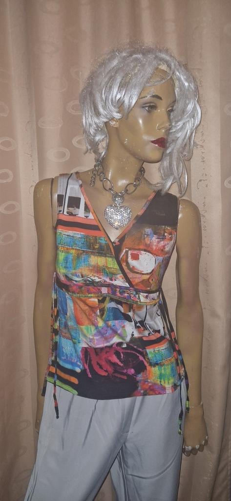 Kleurrijke top met print van geisha maat L zgan, Overige kleuren, Geisha, Maat 42/44 (L), Ophalen of Verzenden