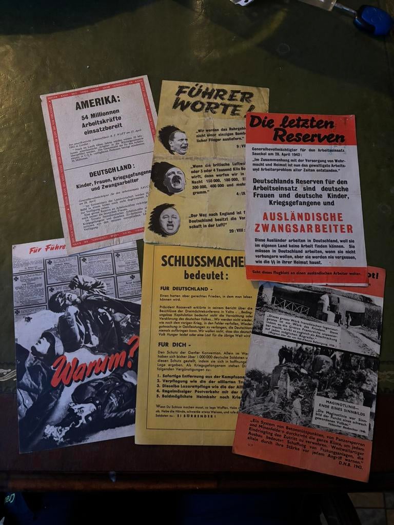 Duitse oorlogspamfletten 6x, Verzamelen, Ophalen of Verzenden, Duitsland