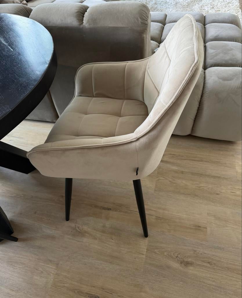 4 Colenis eetkamerstoelen beige velvet, Ophalen, Gebruikt, Overige kleuren, Vier