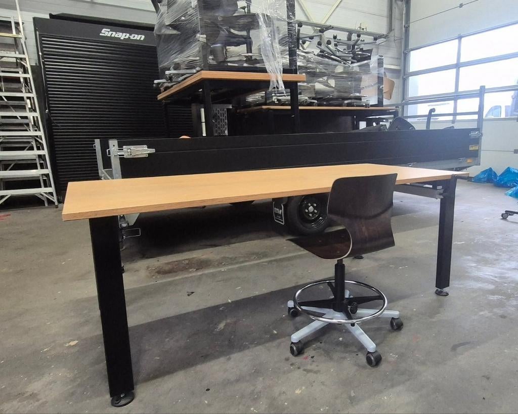 In hoogte verstelbare werktafels 200x90 cm - Techni-meubel, Ophalen, Zit-sta bureau, Gebruikt, In hoogte verstelbaar