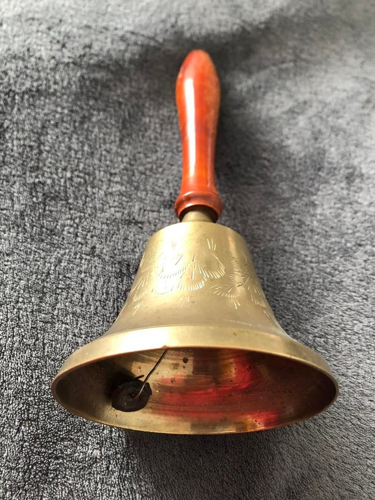 Mooie oude schoolbel, vergaderbel tafelbel handbel - antiek, Ophalen