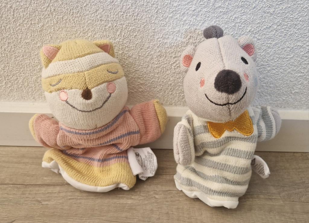 Handpoppen sostrene grene 2 stuks das vos dieren, Ophalen of Verzenden, Zo goed als nieuw, Overige typen