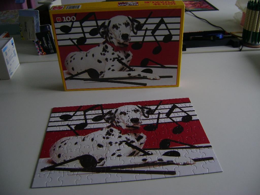 dalmatier puzzel van jumbo met 100stukjes en muzieknoten, Ophalen of Verzenden, Meer dan 50 stukjes, Zo goed als nieuw, 4 tot 6 jaar