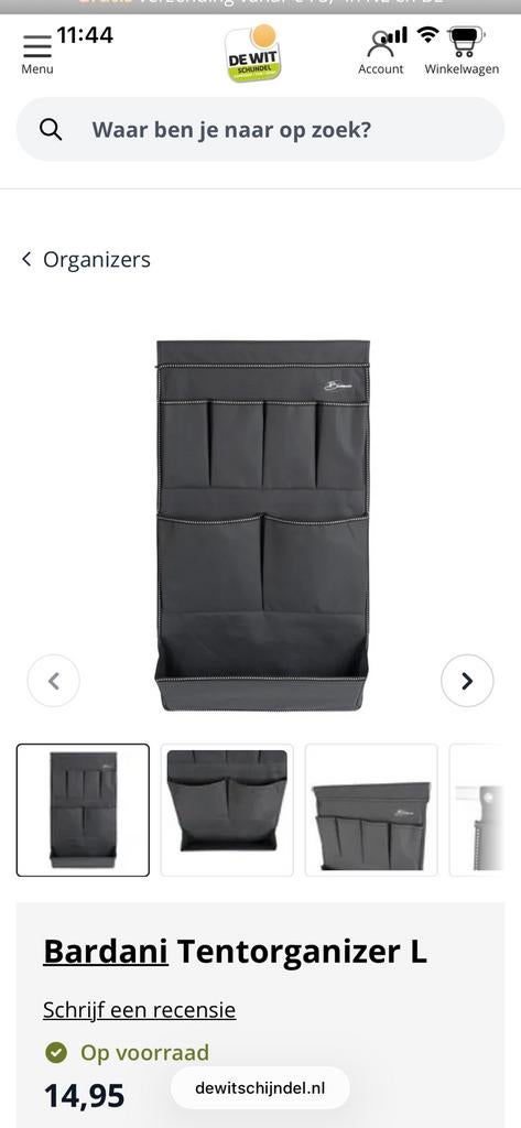 Bardani tent organizer, Ophalen, Zo goed als nieuw