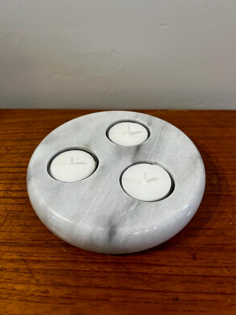 Mooie vintage marmeren theelichtjeshouder, Overige materialen, Gebruikt, Wit, Ophalen of Verzenden