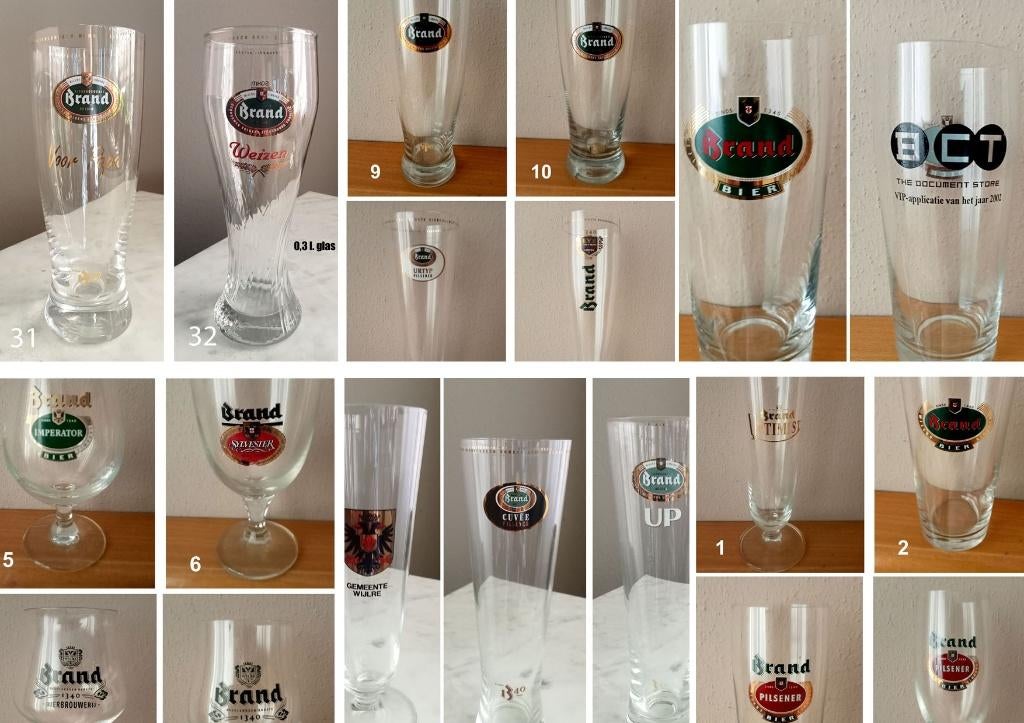 Collectie Brand Bierglazen, Ophalen of Verzenden, Zo goed als nieuw, Glas of Glazen, Brand