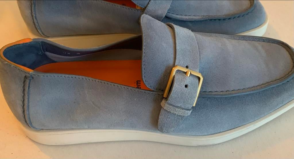SANTONI z.g.a.n Van Assem suède instappers Loafers, Blauw, Instappers, Ophalen of Verzenden, Zo goed als nieuw