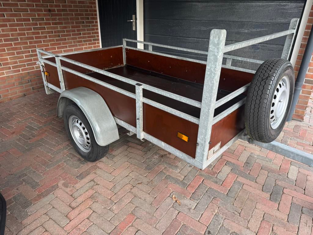 Aanhanger 125 x 225 cm nieuwe bodem gegalvaniseerd, Ophalen, Gebruikt
