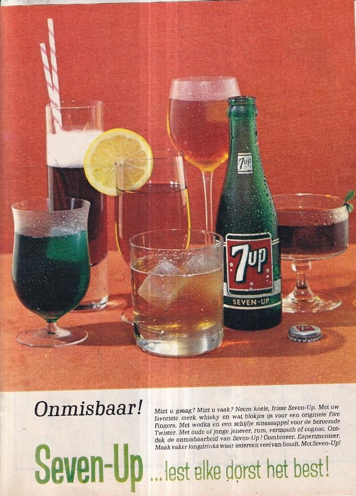 Retro reclame 1964 7Up Seven-Up frisdrank onmisbaar, Verzamelen, Verzenden, Overige typen