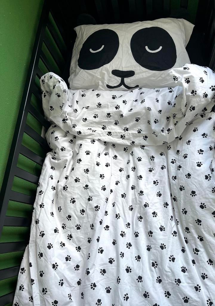 Panda dekbedovertrek met kussensloop 120x150, Huis en Inrichting, Slaapkamer | Beddengoed, Eenpersoons, Wit, Dekbedovertrek, Ophalen of Verzenden