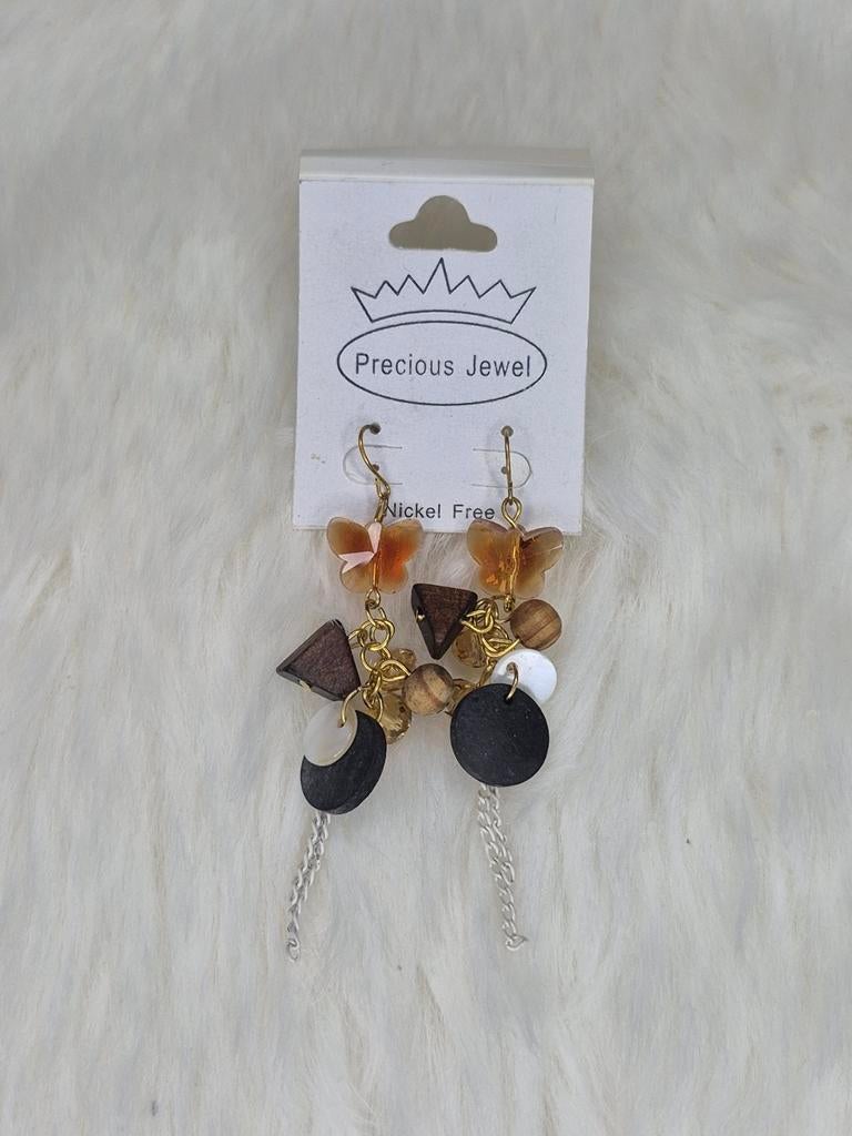 Vlinder Oorbellen met Houten en Kralen Details, Ophalen of Verzenden