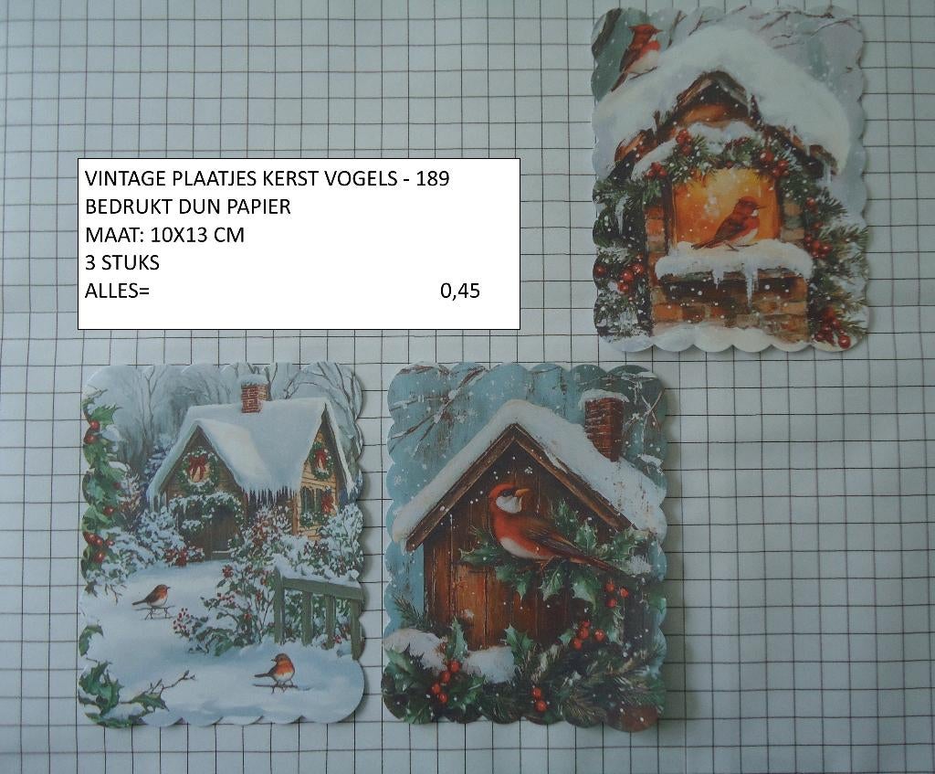 ⚠️nu 0,25: vintage plaatjes kerst vogel 189 ( alleen verzend, Hobby en Vrije tijd, Kaarten | Zelf maken, Ophalen, Nieuw, Kerst