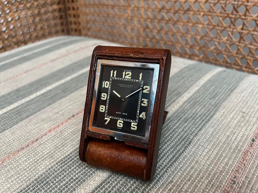 Uniek! Jaeger LeCoultre 8 Days Travel Clock Klok Reisklok, Ophalen of Verzenden, Gebruikt, Analoog, Wekker of Tafelklok