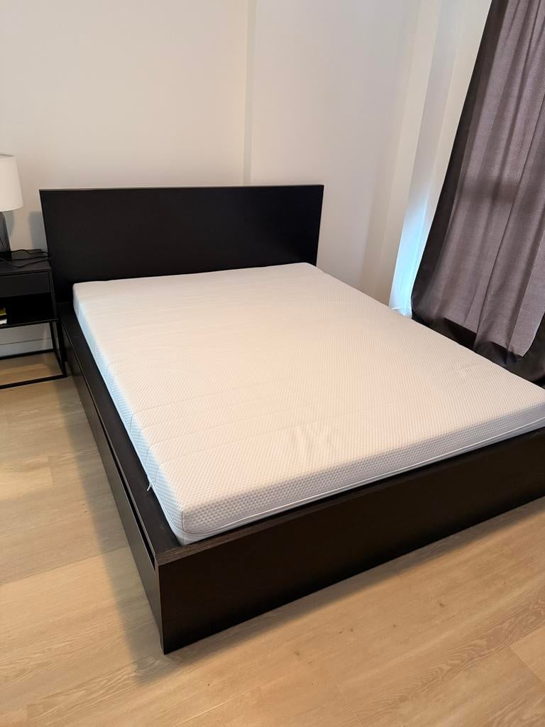 2 persoonsbed met lades, Huis en Inrichting, Slaapkamer | Bedden, Ophalen, 90 cm, Eenpersoons, Zwart