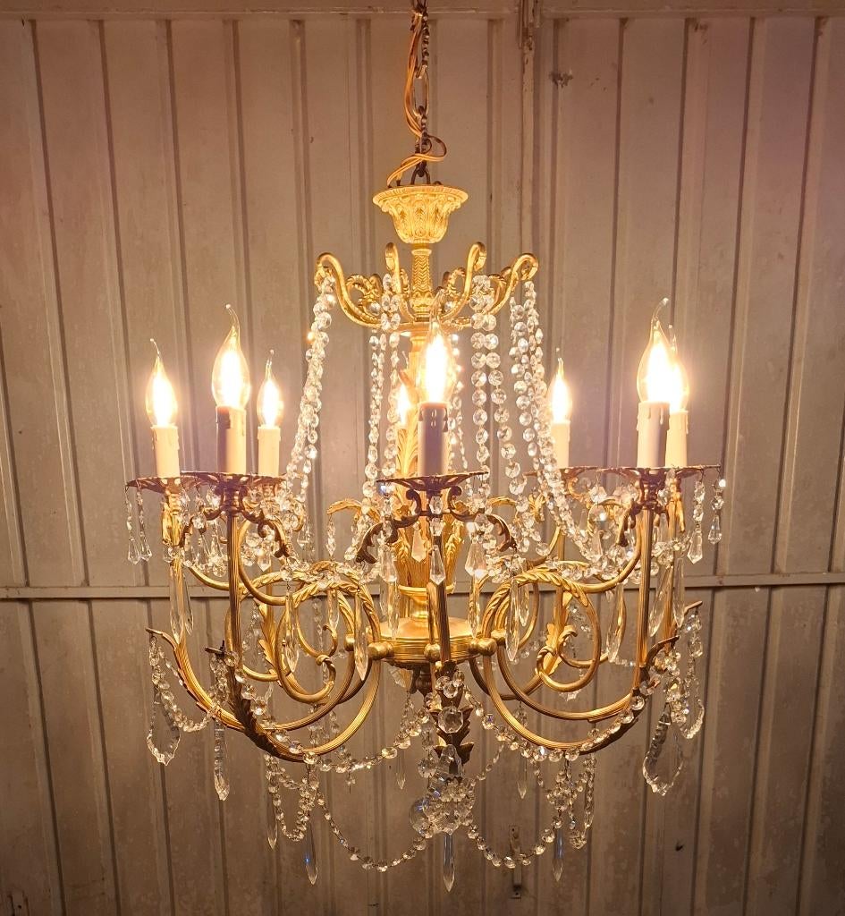 hanglamp kroonluchter empire stijl, Huis en Inrichting, Ophalen, Zo goed als nieuw, Glas, 75 cm of meer