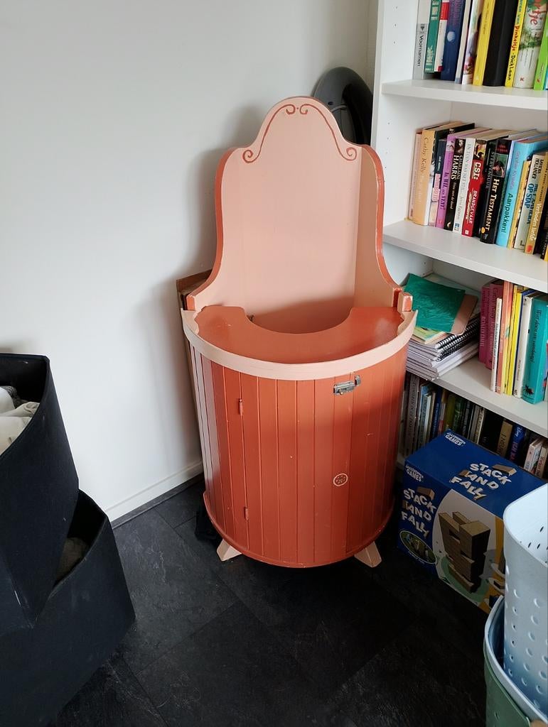 Vintage tafel/stoel - opknapper met potentie, Gebruikt, Overige kleuren, Vintage, Ophalen of Verzenden