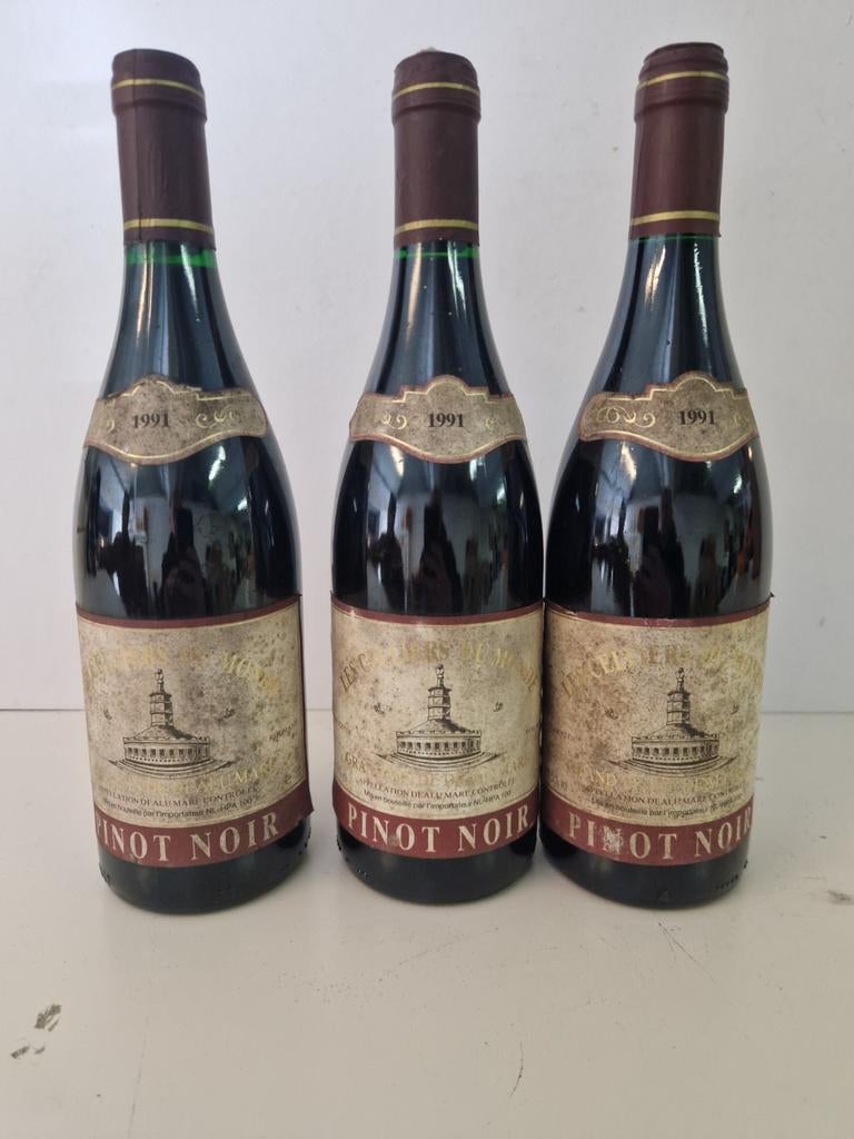 3 flessen vintage Pinot Noir 1991, Verzamelen, Ophalen