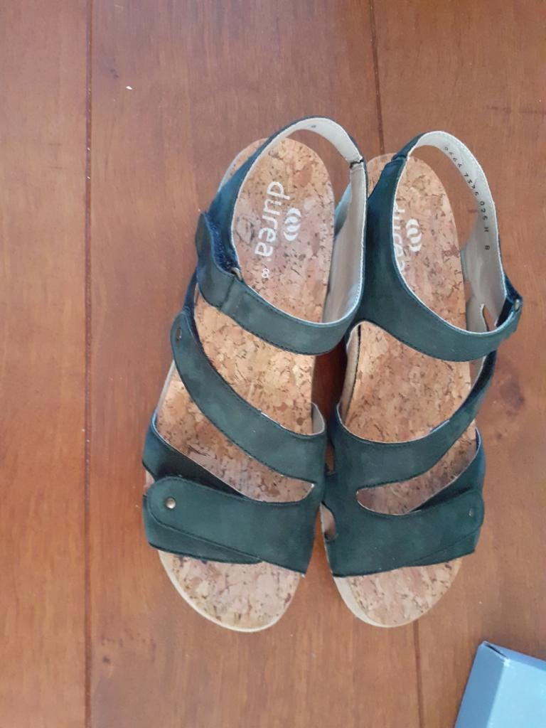 Durea 42H, Durea, Zwart, Zo goed als nieuw, Sandalen of Muiltjes